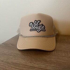 Tan Trucker Hat with Chain Detail